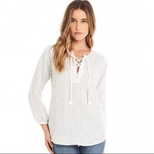 New Michael Stars Striped Lace Tie Up Tunic Shirt